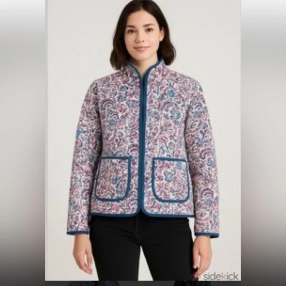 7 For All Man Kind Quilted Floral Boxy Jacket‎ small boho cottagecore layered
